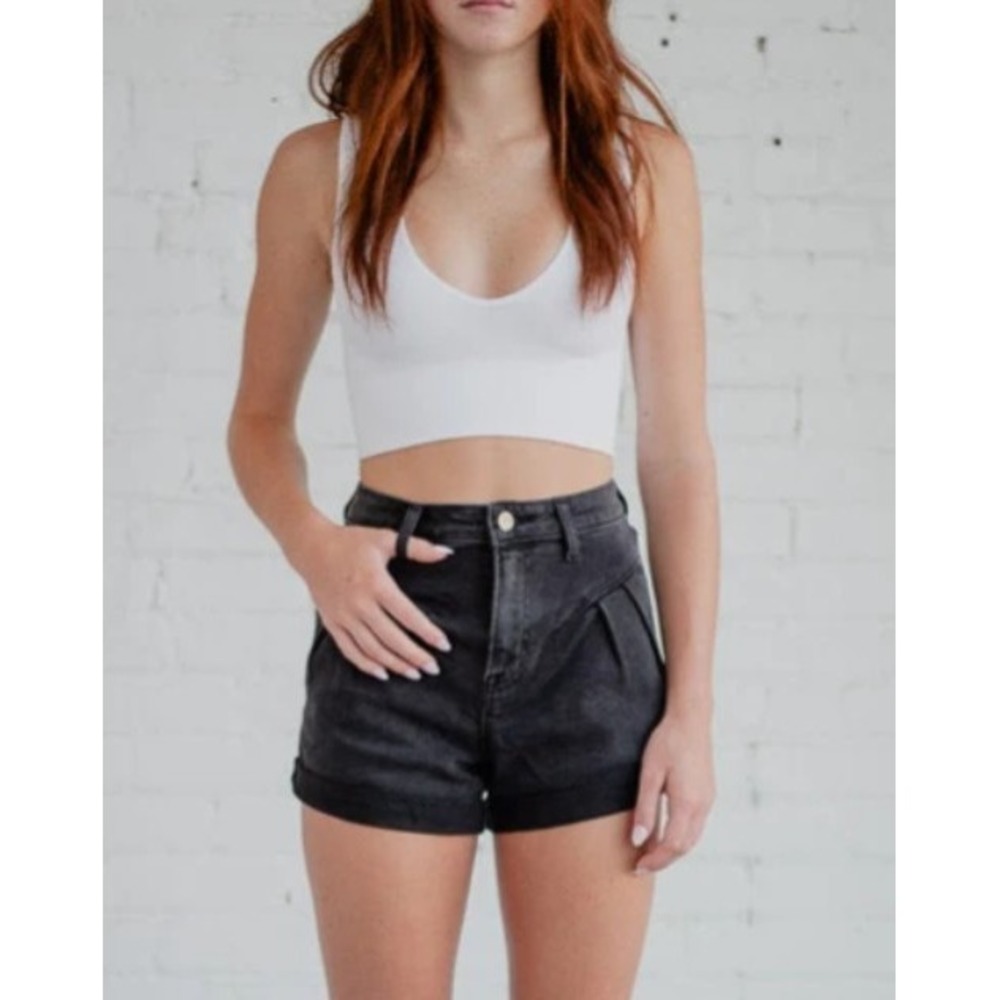 Insane Gene Denim Shorts Black High Rise Stretch Retro USA Streetwear NWT L